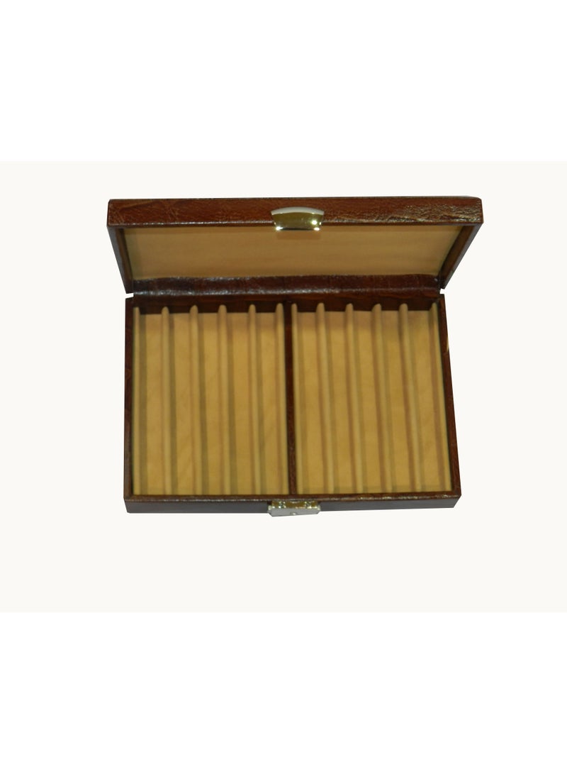 LAVERI LEATHER Laveri 10 Piece Genuine Leather Pen  Case Storage and Fountain Pen , Chain, Braslets Organizer Box with Key Lock - Image 3