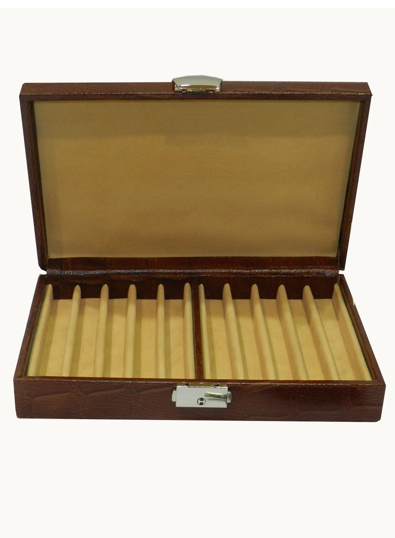 LAVERI LEATHER Laveri 10 Piece Genuine Leather Pen  Case Storage and Fountain Pen , Chain, Braslets Organizer Box with Key Lock - Image 1