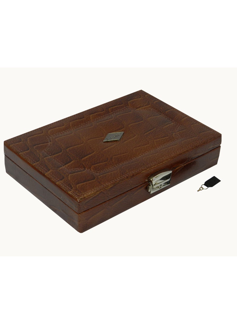 LAVERI LEATHER Laveri 10 Piece Genuine Leather Pen  Case Storage and Fountain Pen , Chain, Braslets Organizer Box with Key Lock - Image 4