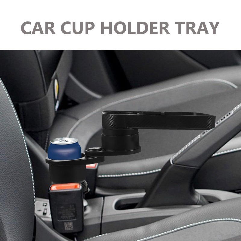 Rotatable Car Cup Holder Expander With Square Tray For Drink And Phone Storage - Image 4
