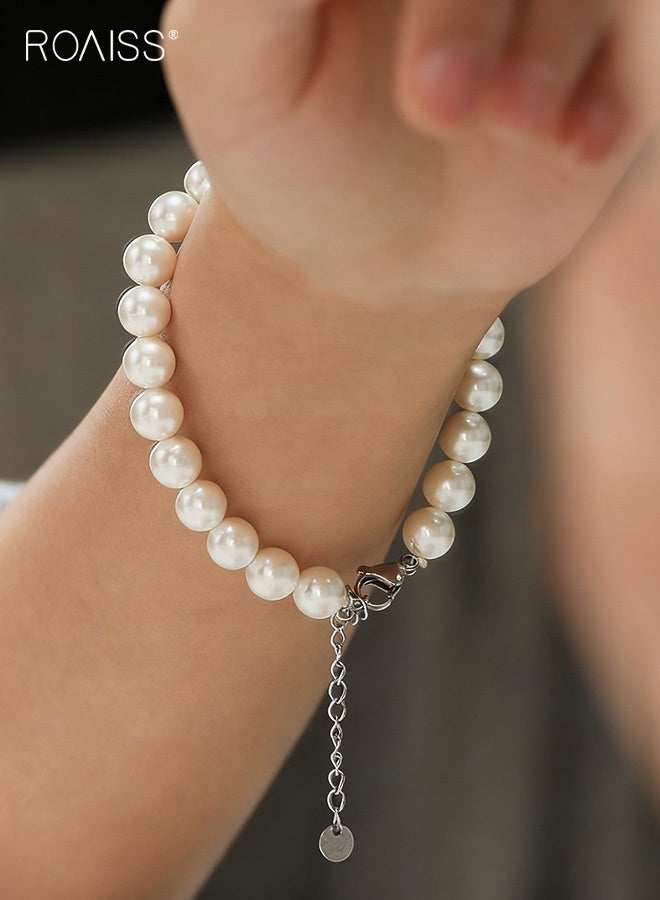 رويس مجموعة مجوهرات من اللؤلؤ للنساء، مجموعة كاملة من مجوهرات اللؤلؤ تتضمن قلادة وسوار وأقراط، مجوهرات لؤلؤ عصرية للزوجة والأم والأخت والعروس ووصيفة العروس - Image 4