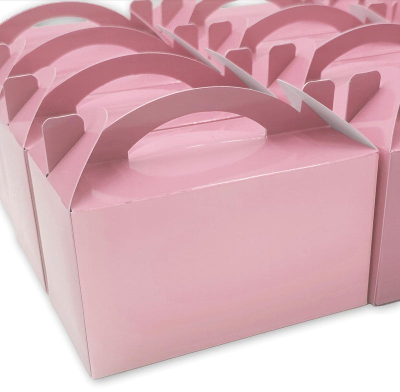 TIMESEEK 30-Pack Blush Pink Gable Treat Boxes with Handles - 6" Pop-Up Party Favor Gift Boxes for Birthday, Wedding, Baby Shower, Eco-Friendly Candy, Cookie, Goodie Bags for Kids, Bachelorette Decor - Image 1