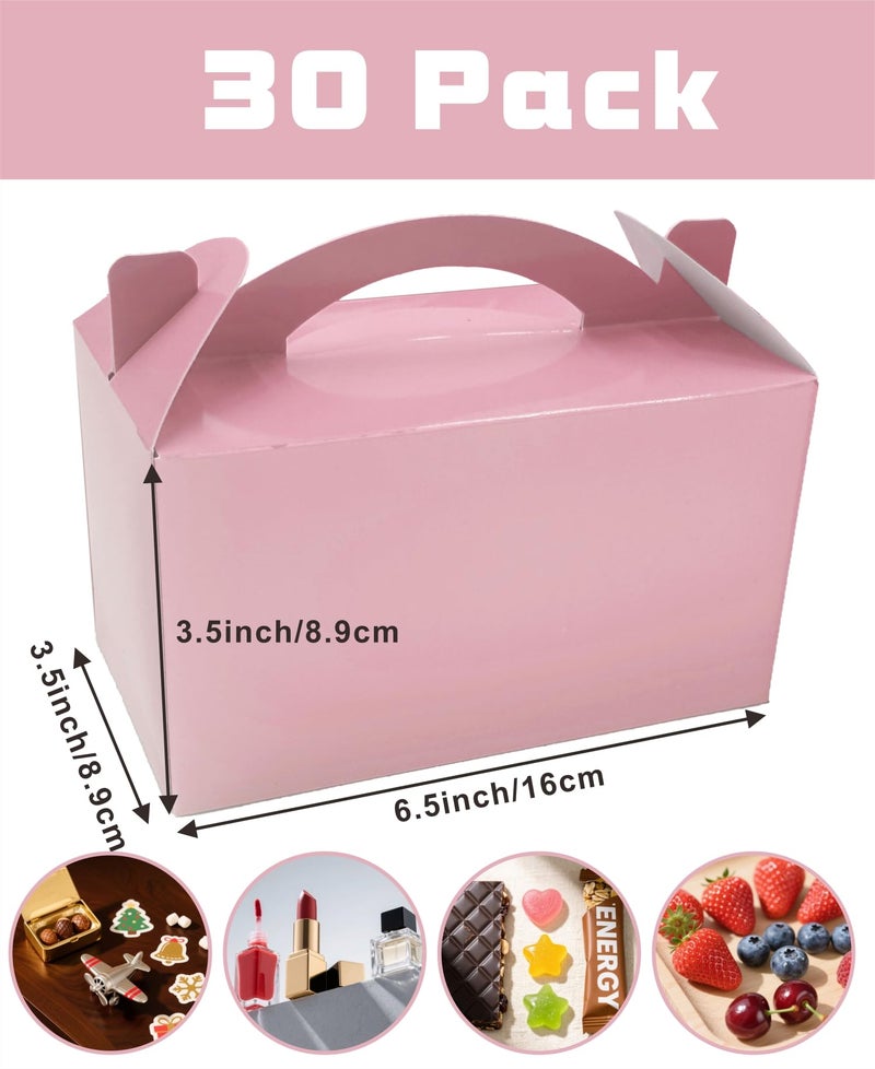 TIMESEEK 30-Pack Blush Pink Gable Treat Boxes with Handles - 6" Pop-Up Party Favor Gift Boxes for Birthday, Wedding, Baby Shower, Eco-Friendly Candy, Cookie, Goodie Bags for Kids, Bachelorette Decor - Image 2