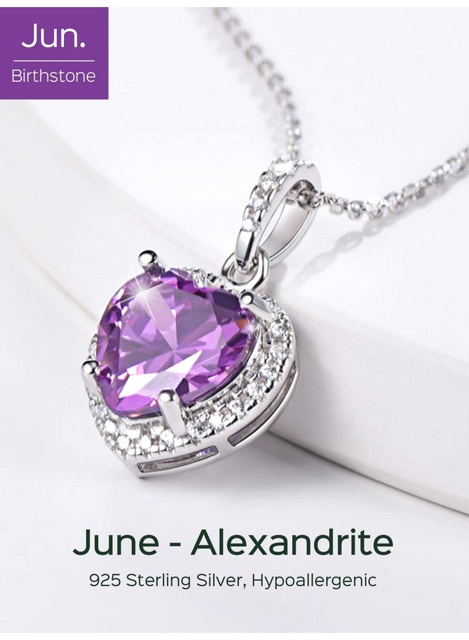 ChicSilver Love Heart Necklaces Created June Birthstone Necklace White Created Alexandrite Sterling Silver Necklace - Image 5