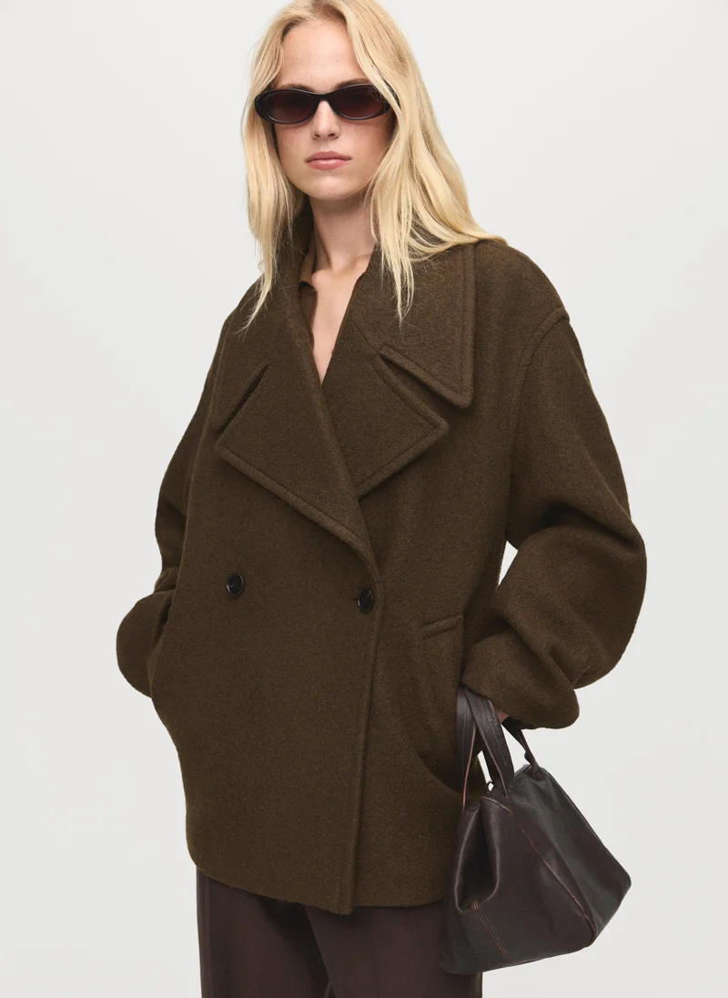 MANGO Oversized wool coat with maxi lapels