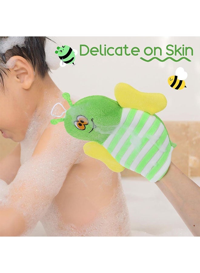 Baby Bath Mitt Washcloths Gloves, Gentle Cute Exfoliating Wash Mitt Animal Pattern, Baby Mittens Bath Towel Glove Soft Scrub Toddler Wash Cloths Body Scrubber Bathing Loofah Infant Gloves - Image 3