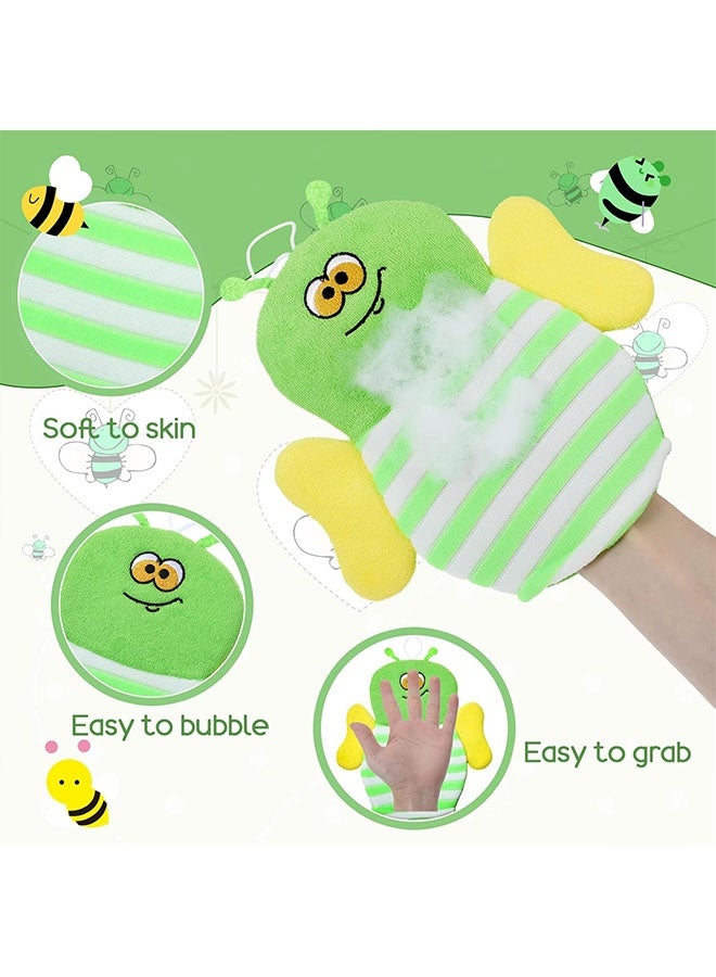 Baby Bath Mitt Washcloths Gloves, Gentle Cute Exfoliating Wash Mitt Animal Pattern, Baby Mittens Bath Towel Glove Soft Scrub Toddler Wash Cloths Body Scrubber Bathing Loofah Infant Gloves - Image 5