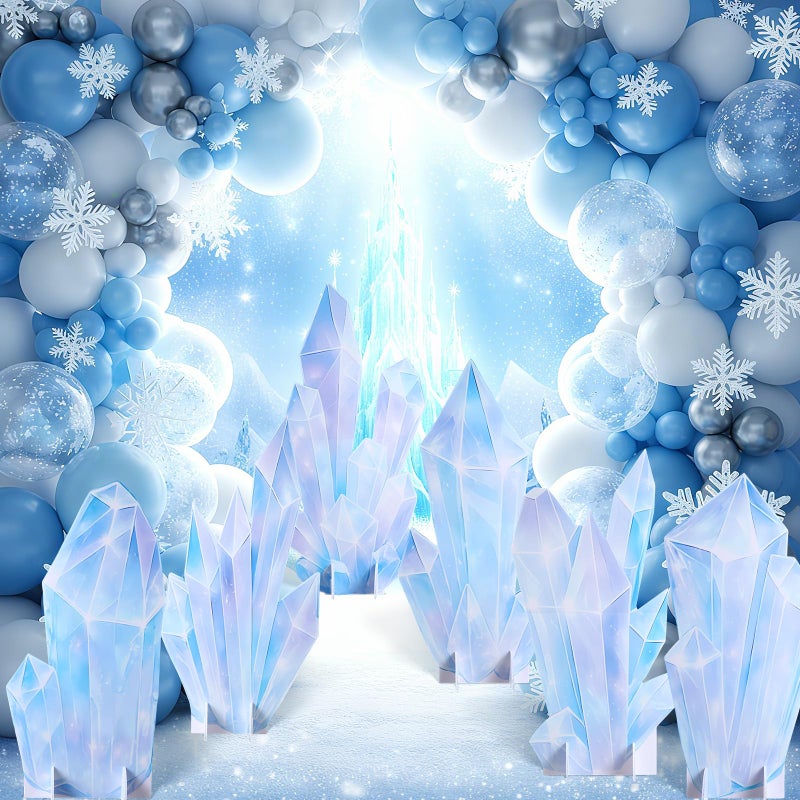 Novabright 6 Pcs Icicle Style Standees Standup Cutout Winter Wonderland Princess Party Decorations Backdrop Photo Props for Snowy Birthday Party Baby Shower Classroom Decor - Image 1