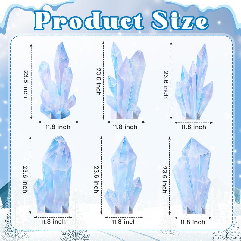 Novabright 6 Pcs Icicle Style Standees Standup Cutout Winter Wonderland Princess Party Decorations Backdrop Photo Props for Snowy Birthday Party Baby Shower Classroom Decor - Image 2