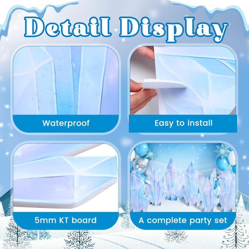 Novabright 6 Pcs Icicle Style Standees Standup Cutout Winter Wonderland Princess Party Decorations Backdrop Photo Props for Snowy Birthday Party Baby Shower Classroom Decor - Image 3
