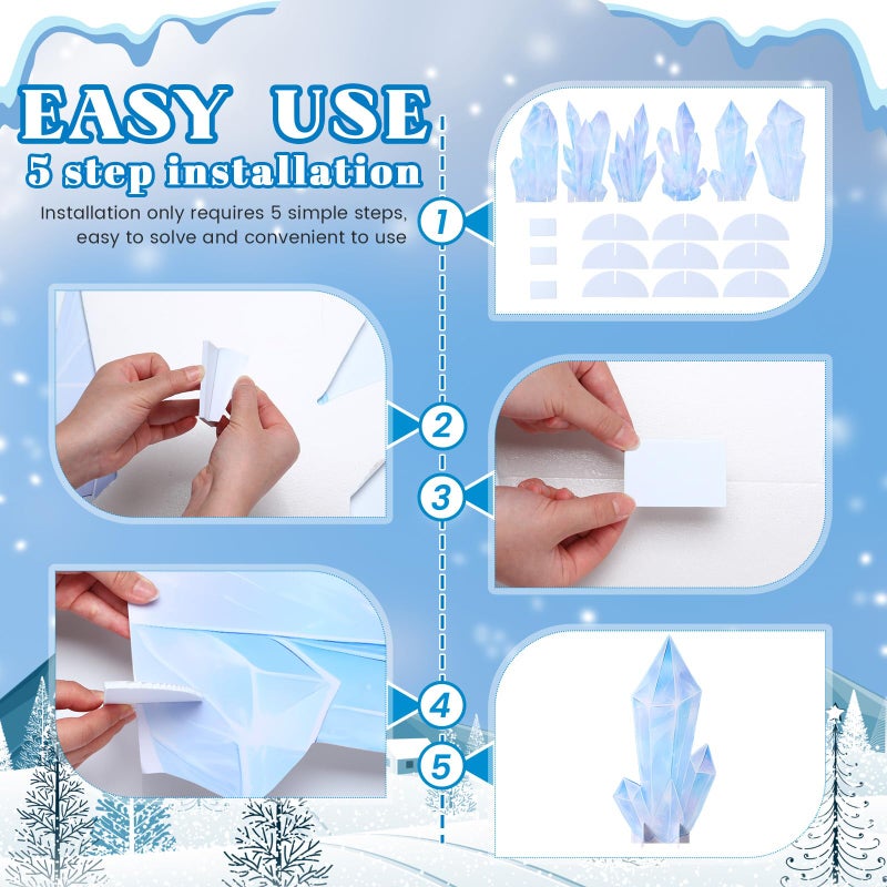 Novabright 6 Pcs Icicle Style Standees Standup Cutout Winter Wonderland Princess Party Decorations Backdrop Photo Props for Snowy Birthday Party Baby Shower Classroom Decor - Image 4
