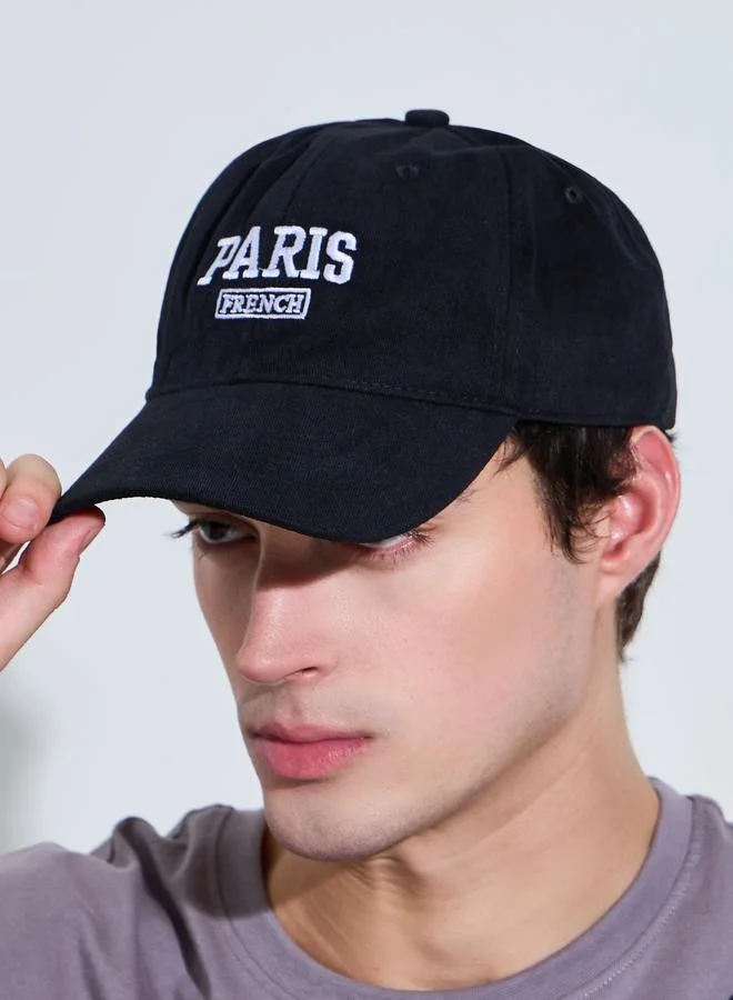 ستايلي Black Embroidered Baseball Cap