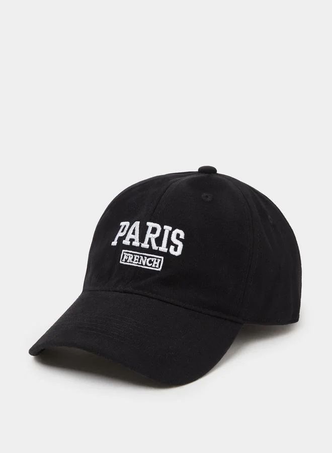 ستايلي Black Embroidered Baseball Cap