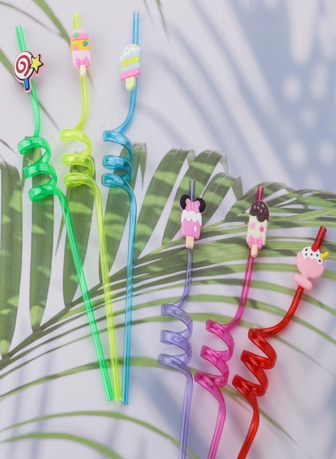 Moncinday 24Pcs Ice Cream Party Favors Ice Cream Straws Summer Party Supplies for Birthday Party Supplies Goodie Bag Fillers - Image 3