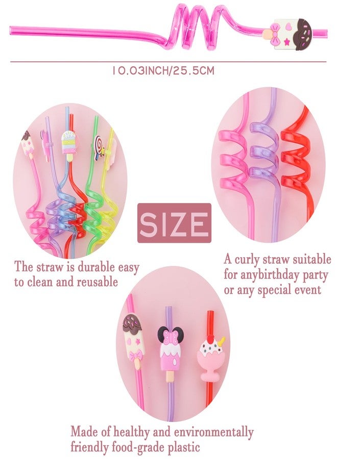 Moncinday 24Pcs Ice Cream Party Favors Ice Cream Straws Summer Party Supplies for Birthday Party Supplies Goodie Bag Fillers - Image 2