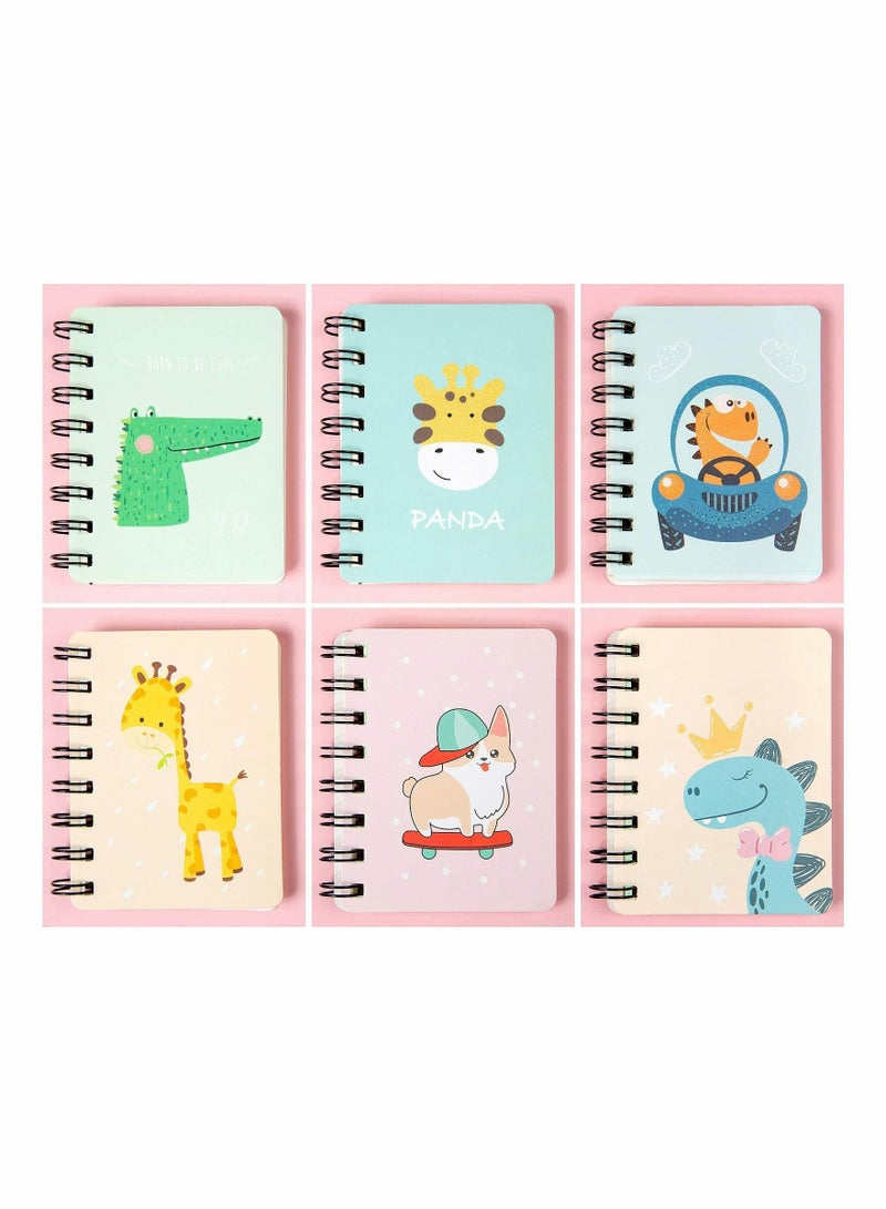 Y&D Spiral Notebook, 6 Pieces Mini Notepads, Portable Small Pocket Notebook with Cute Cartoon Pattern Diary Note Pad - Image 1
