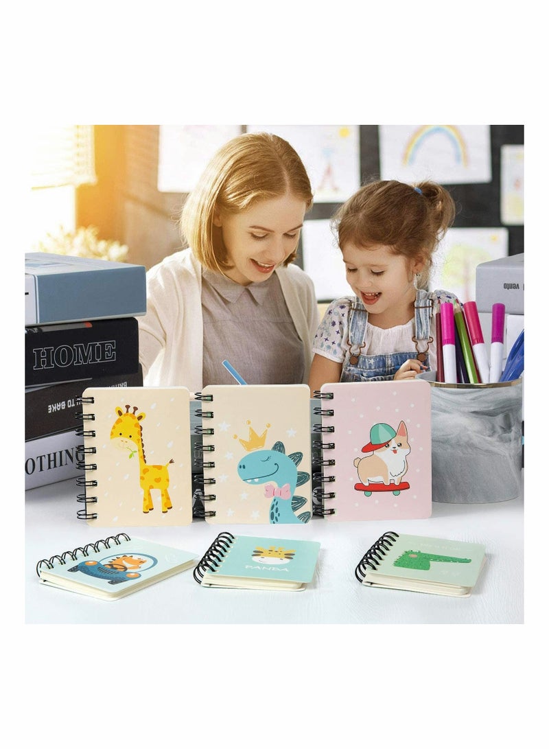 Y&D Spiral Notebook, 6 Pieces Mini Notepads, Portable Small Pocket Notebook with Cute Cartoon Pattern Diary Note Pad - Image 3