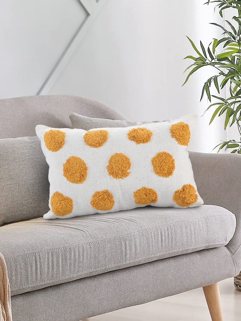 SASHAA WORLD Cotton Lumbar Cushion Cover Decorative Throw CushionPillow for Couch and Bed30x50 cm White - Image 1