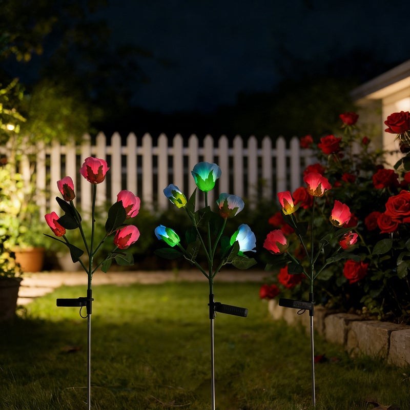 Simulation Rose Solar Charging Ground Stake Lawn Light Rosa Lamp for Garden Decor Night Lamp - Image 1