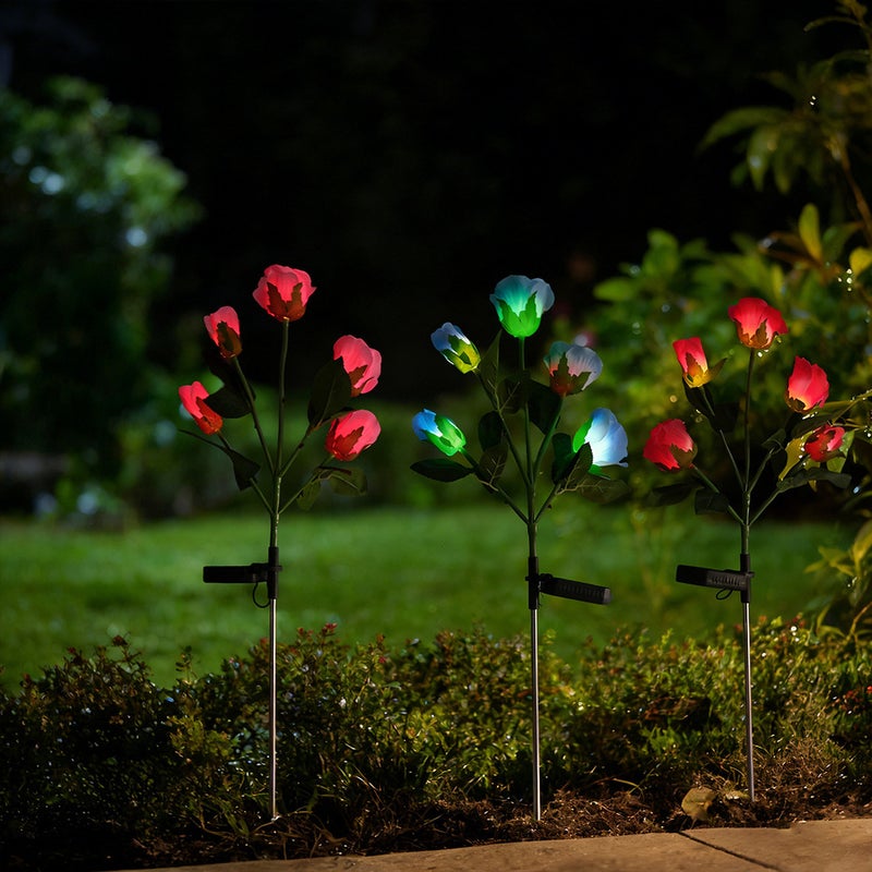 Simulation Rose Solar Charging Ground Stake Lawn Light Rosa Lamp for Garden Decor Night Lamp - Image 4