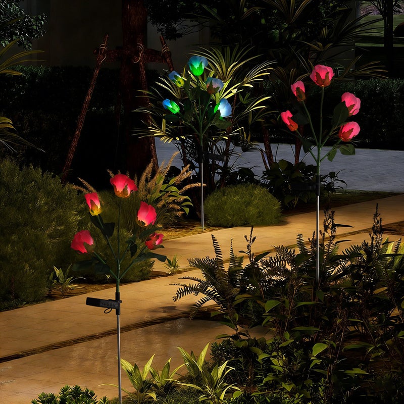 Simulation Rose Solar Charging Ground Stake Lawn Light Rosa Lamp for Garden Decor Night Lamp - Image 3