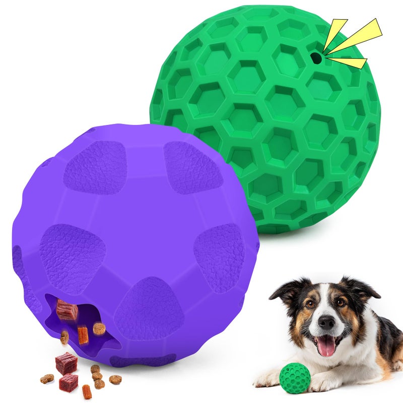TROUSKAIG 2 Pack Interactive Dog Toys for Aggressive Chewers, 3.15â€Squeaky Balls for Dogs and 3.54â€ Treat Dispensing Dog Toys, Squeaky Dog Balls for Large Dogs,Treat Puzzle Toy,Indestructible Toy Ball - Image 1