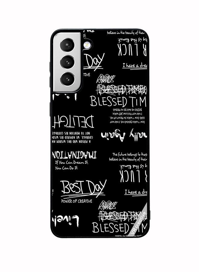VR CREATIVE Protective Case Cover For Samsung Galaxy S22 Plus 5G Alligraphy And Lettering Black Design Multicolour - Image 1