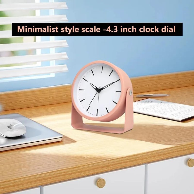 Peakeep Modern Alarm Clock, 4.5 Inch Minimalist Metal Border for Table, Silent Non Ticking with Battery Power for Kids, Student, All - Image 2