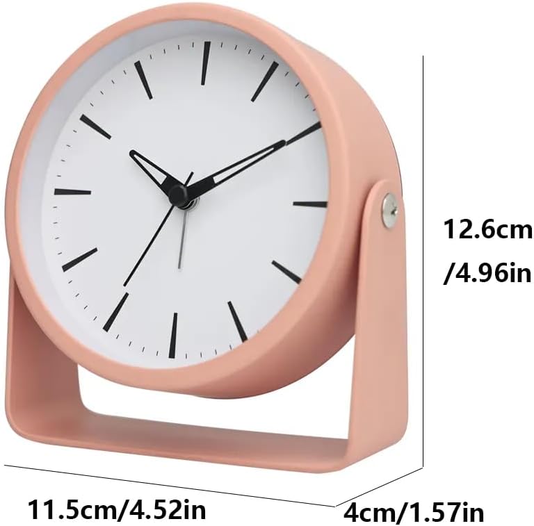Peakeep Modern Alarm Clock, 4.5 Inch Minimalist Metal Border for Table, Silent Non Ticking with Battery Power for Kids, Student, All - Image 4