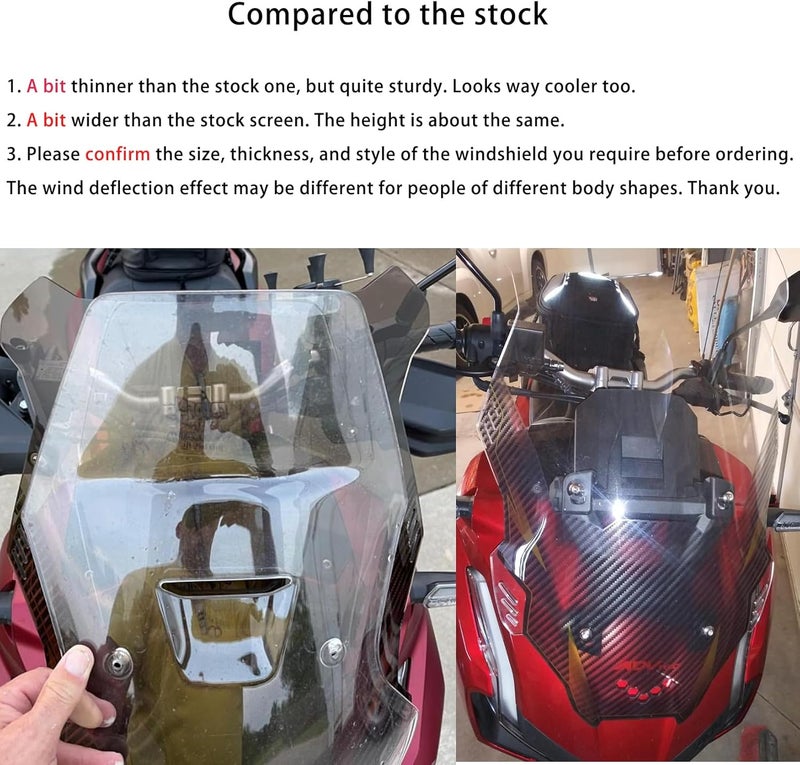 PSLER® Motorcycle Windscreen Windshield Wind Deflector for ADV 150 2019 (Clear) - Image 3