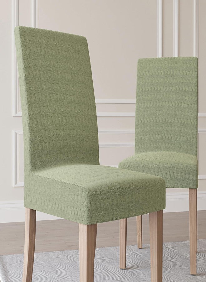 No. 918 Stryker 2-Pack Houndstooth Textured Stretch Fit Elastic Dining Chair Cover Pair, Sage Green - Image 1