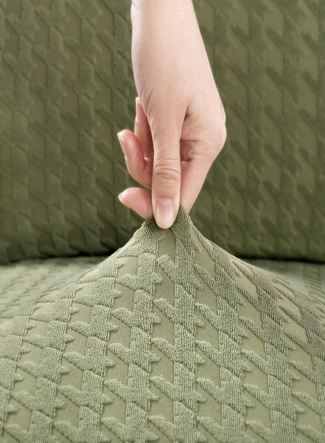 No. 918 Stryker 2-Pack Houndstooth Textured Stretch Fit Elastic Dining Chair Cover Pair, Sage Green - Image 2