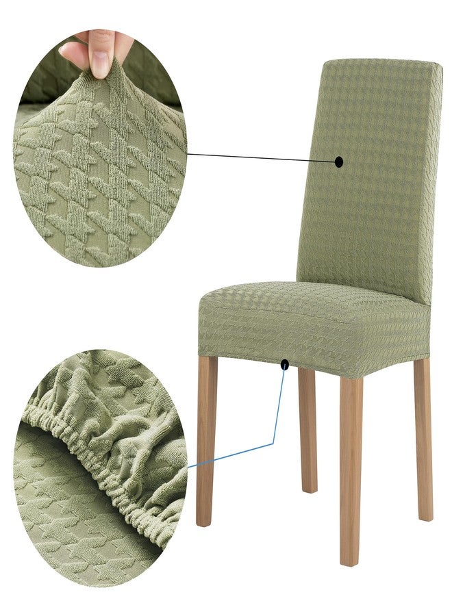 No. 918 Stryker 2-Pack Houndstooth Textured Stretch Fit Elastic Dining Chair Cover Pair, Sage Green - Image 3
