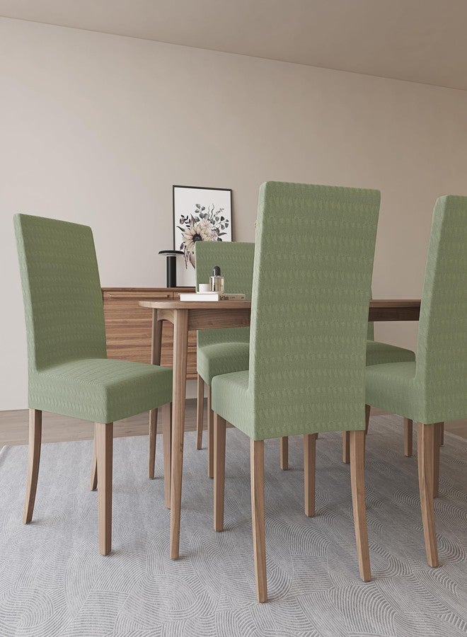 No. 918 Stryker 2-Pack Houndstooth Textured Stretch Fit Elastic Dining Chair Cover Pair, Sage Green - Image 5