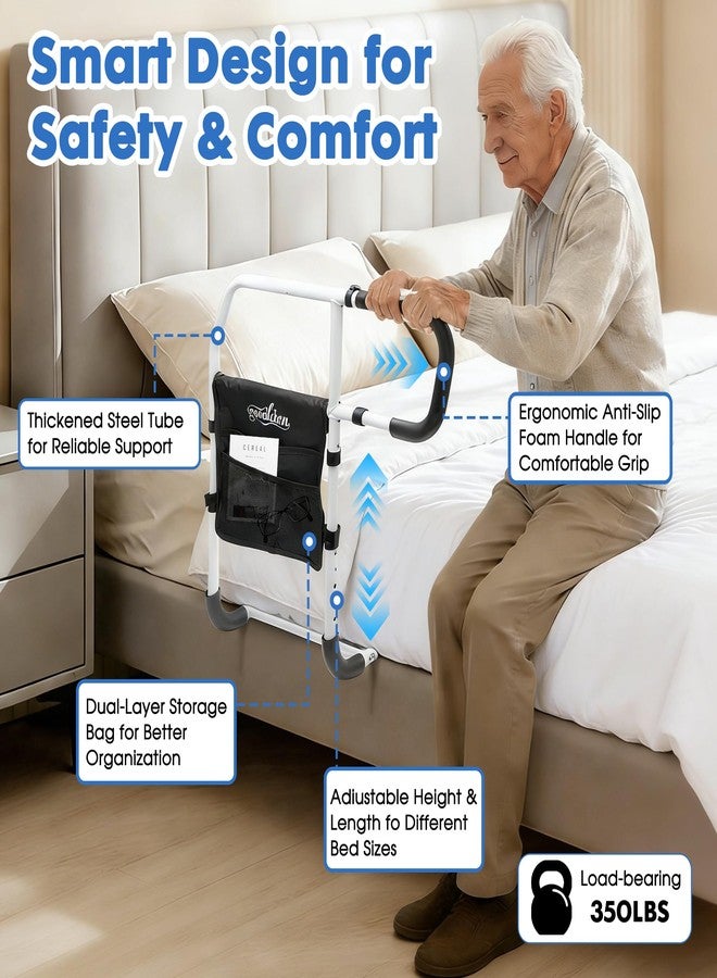 goodleben Bed Rails for Elderly Adults, Adjustable Bed Assist Rails for Seniors with Non-Slip Handle & Storage Pocket, Bed Assist Bar Supports up to 350 Lbs, Fits Twin/Full/Queen/King Beds - Image 3