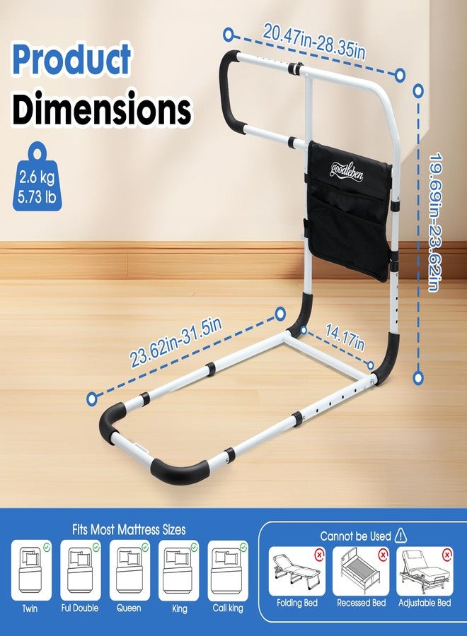 goodleben Bed Rails for Elderly Adults, Adjustable Bed Assist Rails for Seniors with Non-Slip Handle & Storage Pocket, Bed Assist Bar Supports up to 350 Lbs, Fits Twin/Full/Queen/King Beds - Image 2