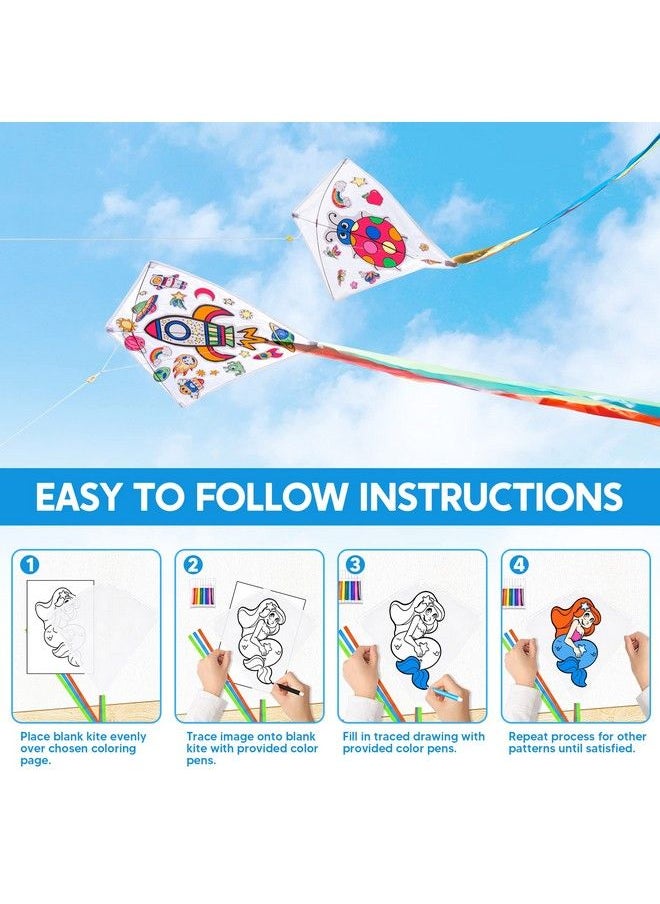 JOYIN 8 Packs Diy Blank Diamond Kite With Watercolor Pens And Kite String Decorating Coloring Kite Kids Kite Making Craft Kits Large Beach Kite Easy To Fly Kite For Outdoor Games And Activities  - Image 5