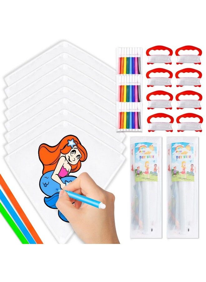 JOYIN 8 Packs Diy Blank Diamond Kite With Watercolor Pens And Kite String Decorating Coloring Kite Kids Kite Making Craft Kits Large Beach Kite Easy To Fly Kite For Outdoor Games And Activities  - Image 2