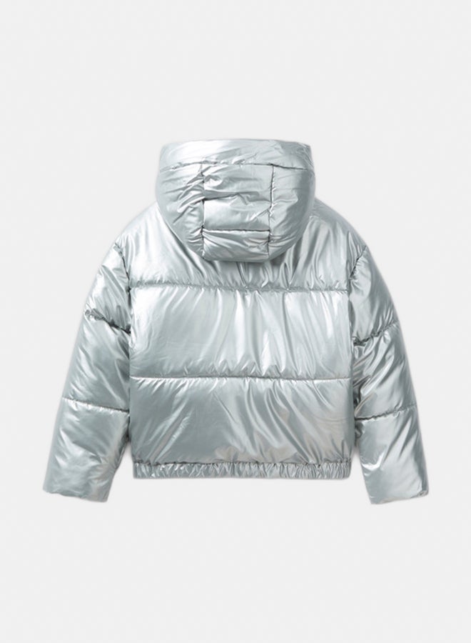 Benetton Girls Padded Jacket In Glossy Nylon - Image 2