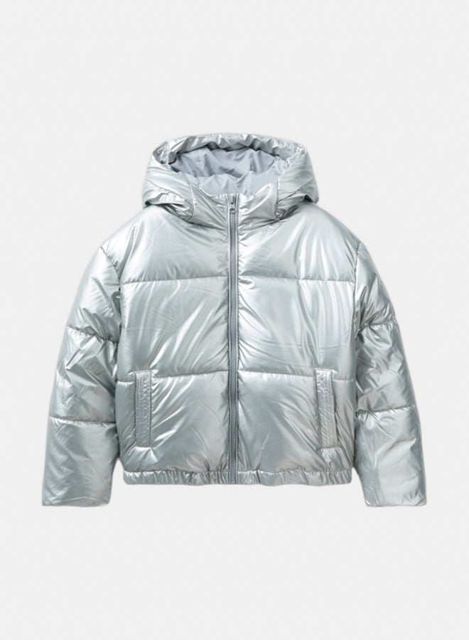 Benetton Girls Padded Jacket In Glossy Nylon - Image 1
