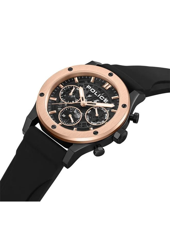 POLICE Knotty Men's Watch, 42mm Stainless Steel Case, Multi-Function Display & Silicone Strap