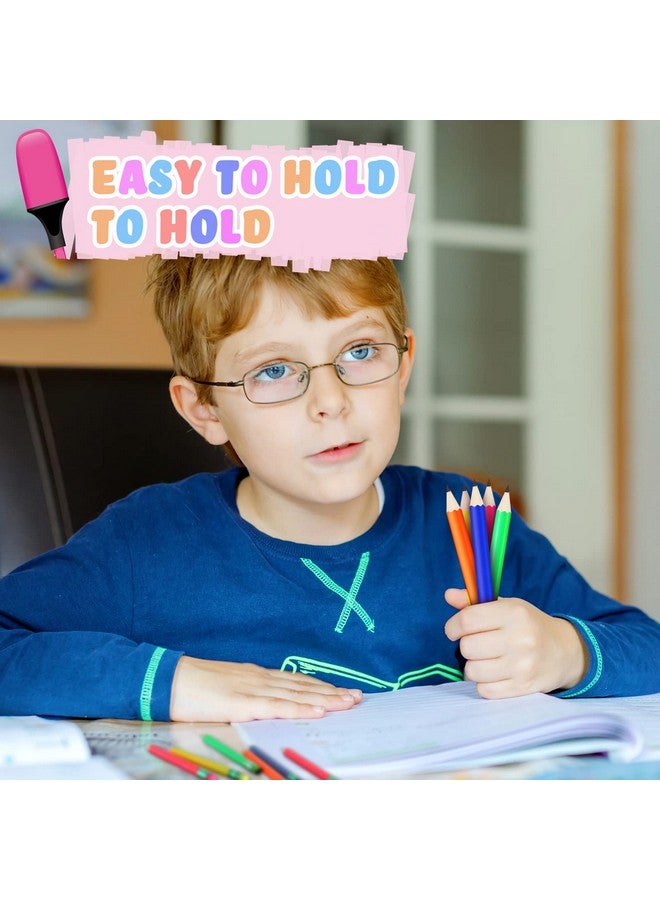 Nezyo 80 Pcs Mini Pencils With Eraser Golf Pencils 2 Hb Half Pencils 4 Inch Half Pencils Hexagon Pre-Sharpened Color Pencils For Bridal Wedding Classroom School Office (Neon Color, Classic Style) - Image 3