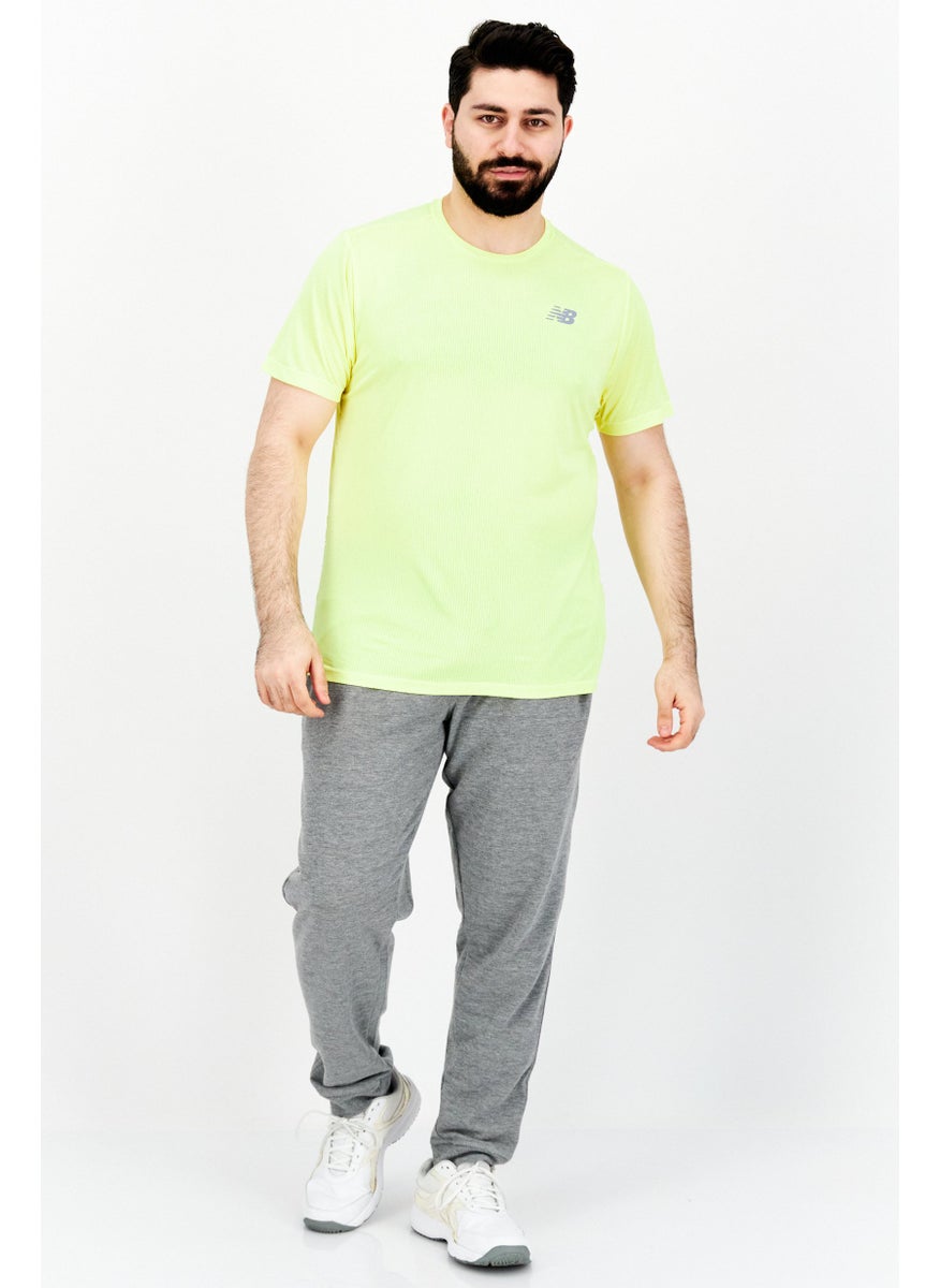 New Balance Men Sportswear Fit Short Sleeve Running T-Shirt, Yellow  - Image 4
