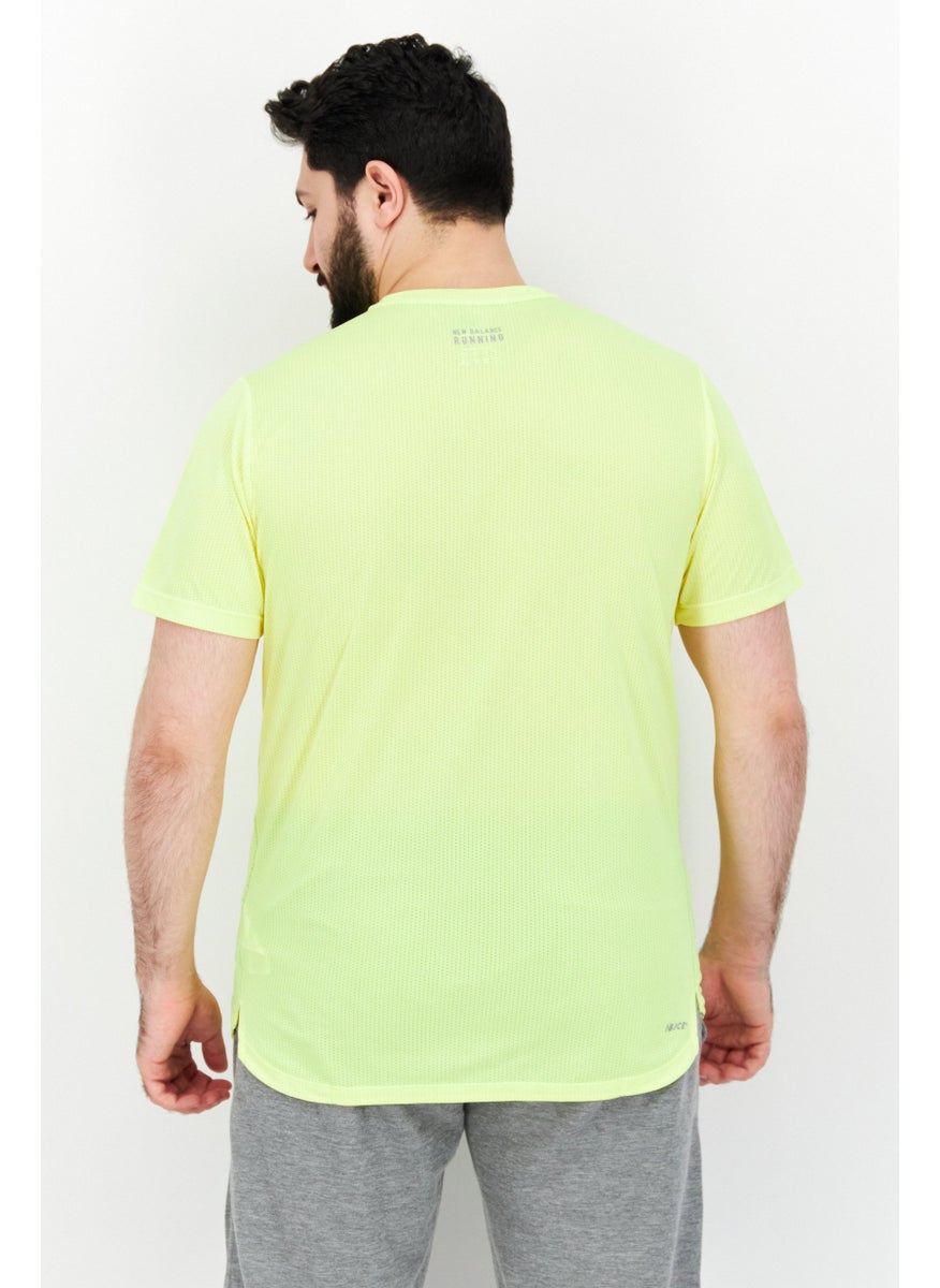 New Balance Men Sportswear Fit Short Sleeve Running T-Shirt, Yellow  - Image 3