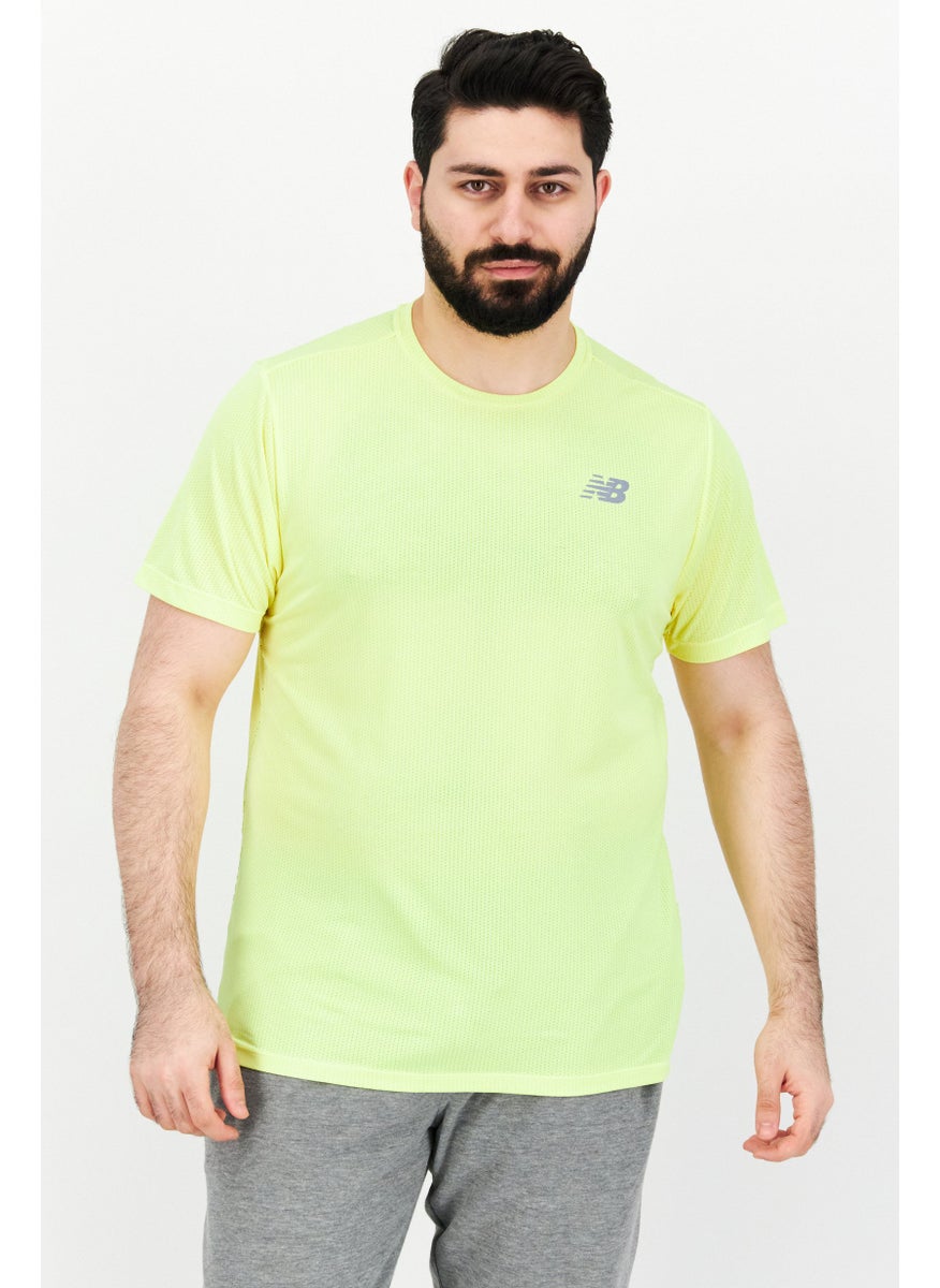 New Balance Men Sportswear Fit Short Sleeve Running T-Shirt, Yellow  - Image 1
