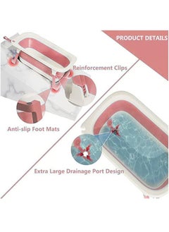 XiuWoo Foldable Baby Bathtub with Temperature Sensing Portable Travel Bathtub with Drain Hole Durable Baby Bathtub Newborn to Toddler 0 to 36 Months  - Image 3