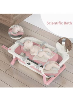 XiuWoo Foldable Baby Bathtub with Temperature Sensing Portable Travel Bathtub with Drain Hole Durable Baby Bathtub Newborn to Toddler 0 to 36 Months  - Image 5