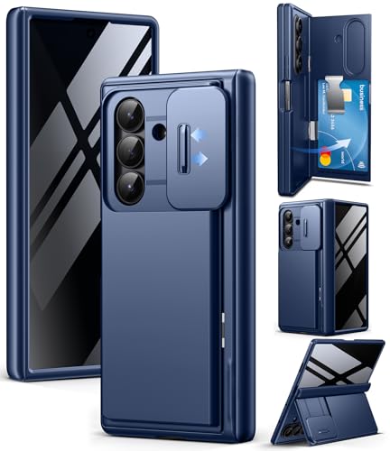 TONGATE Wallet for Z Fold 7 Case with Privacy Screen Protector 4Card HolderAnti Spy Builtin Large Stand Slide Camera Cover Z7 Shockproof Phone Case for Samsung Galaxy Z Fold 7 2025 8 Blue - Image 1