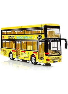 Alloy Double Decker School Bus Construction Vehicles - Mini Model Car Toys for Kids, Boys, Girls, and Toddlers - Yellow