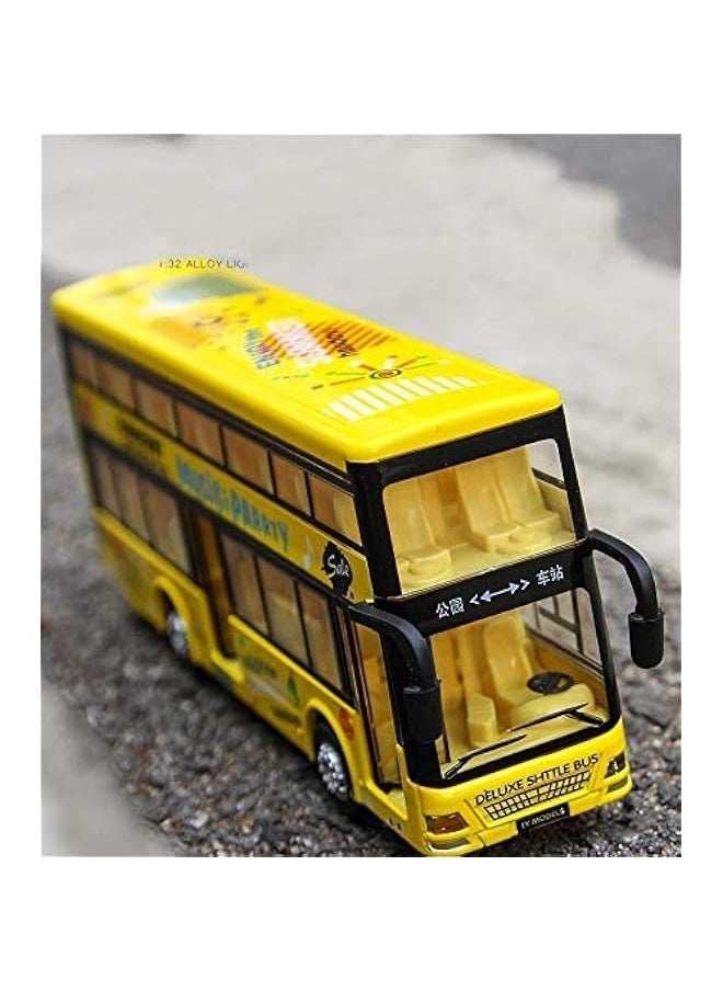 DURKU - Alloy Double Decker School Bus Construction Vehicles - Mini Model Car Toys for Kids, Boys, Girls, and Toddlers - Yellow - Image 1